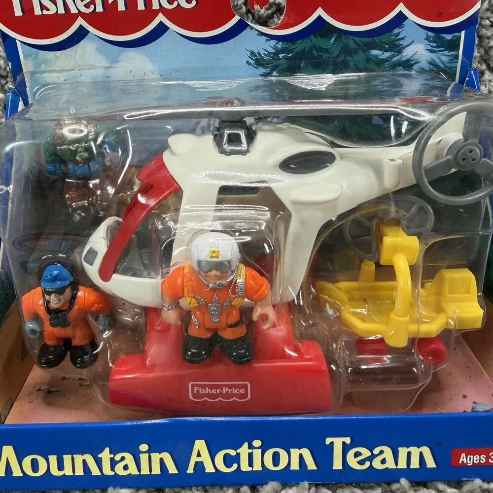 Vintage Fisher Price Mountain Action Team 72939 Helicopter Rescue Playset New